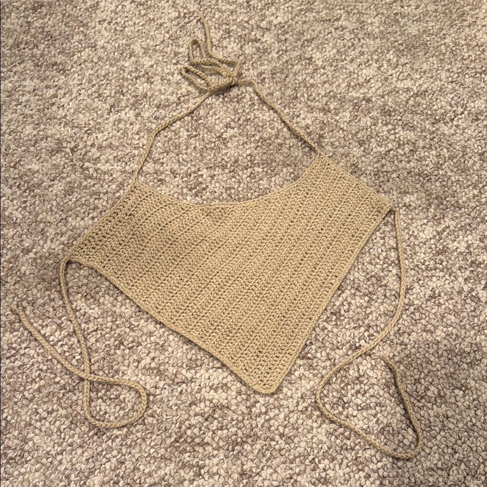 Princess Polly Crochet Halter Top in Beige